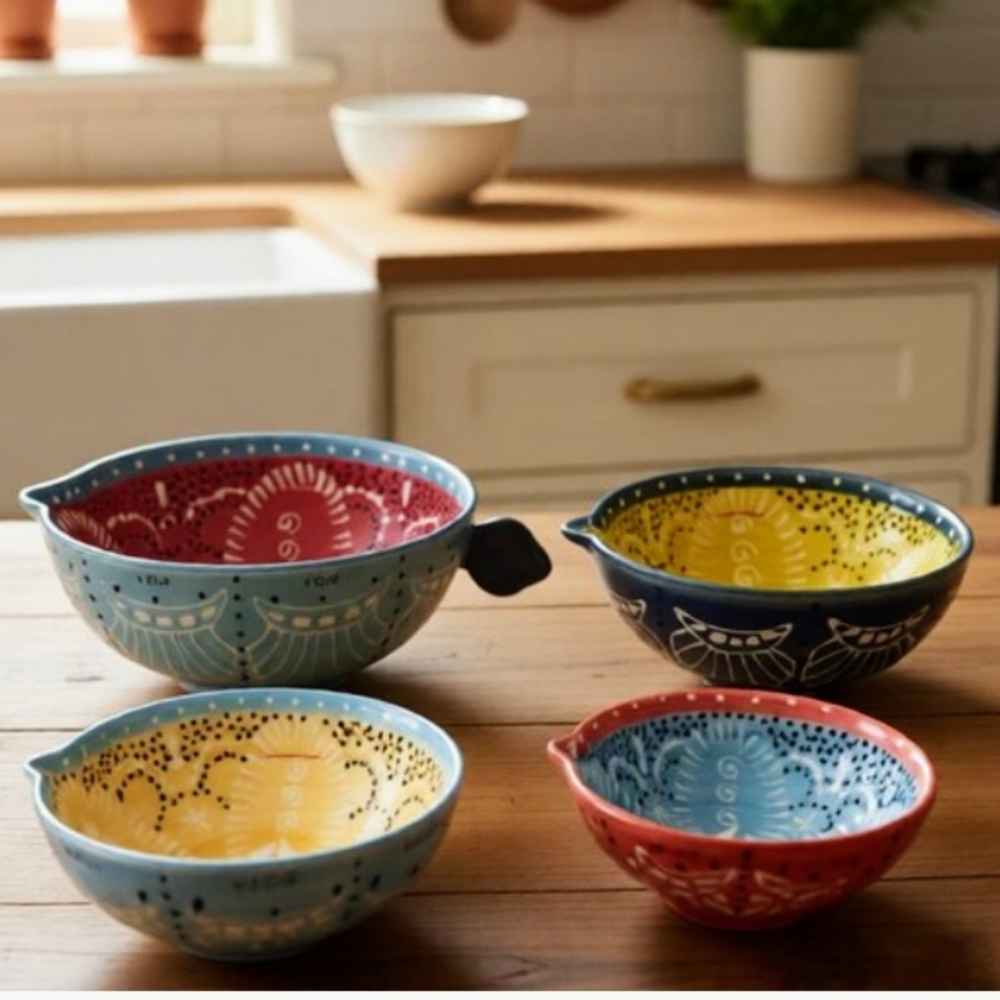 Anthropologie 4pc Ceramic Nesting Measuring Cups